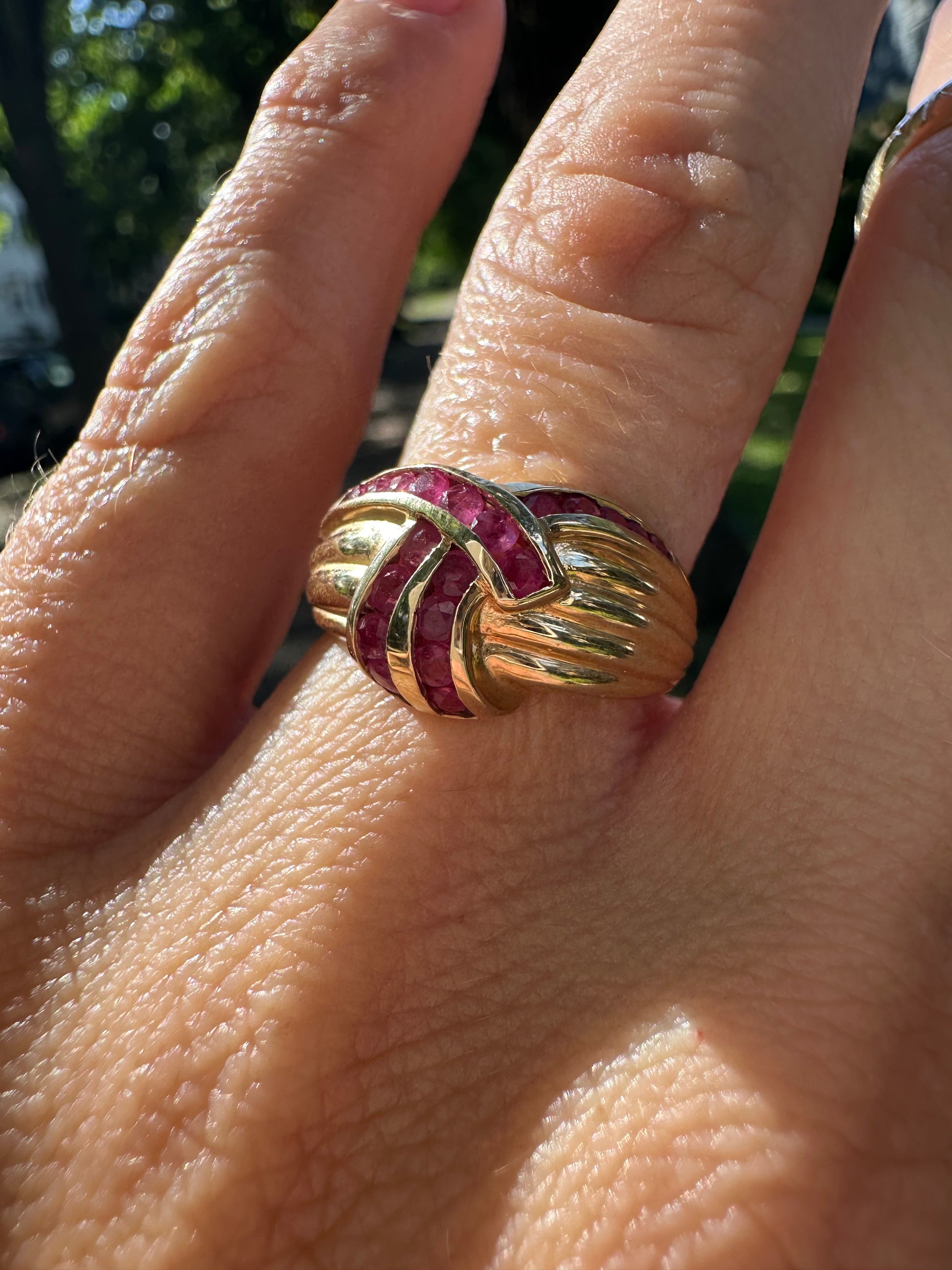 ruby and gold bypass ring