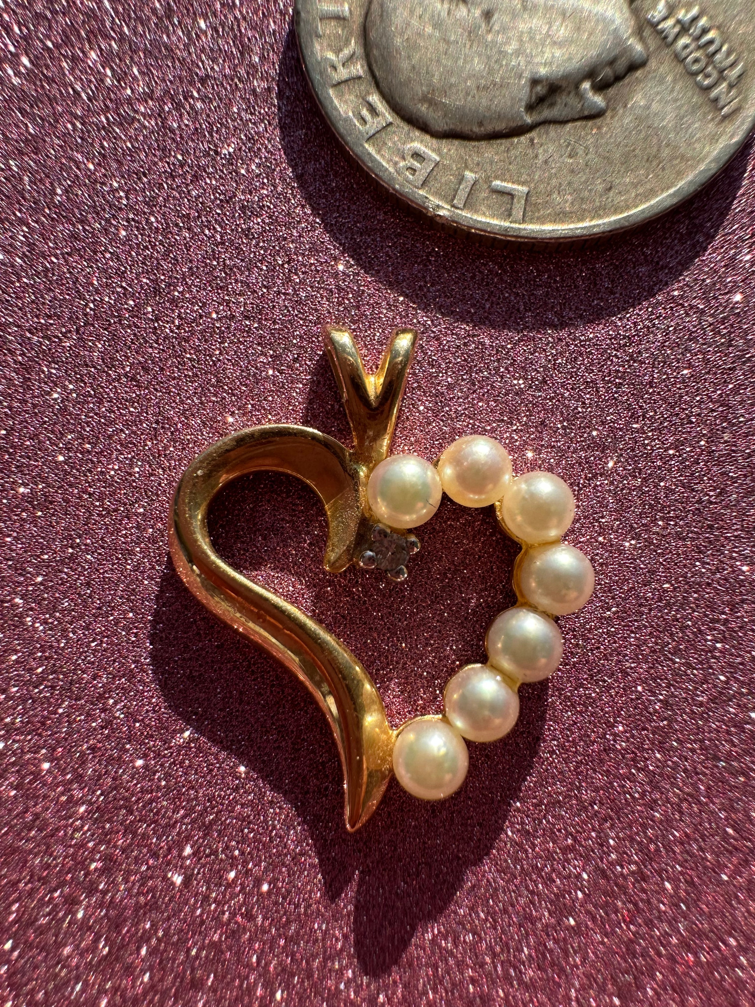 pearl and gold heart pendant
