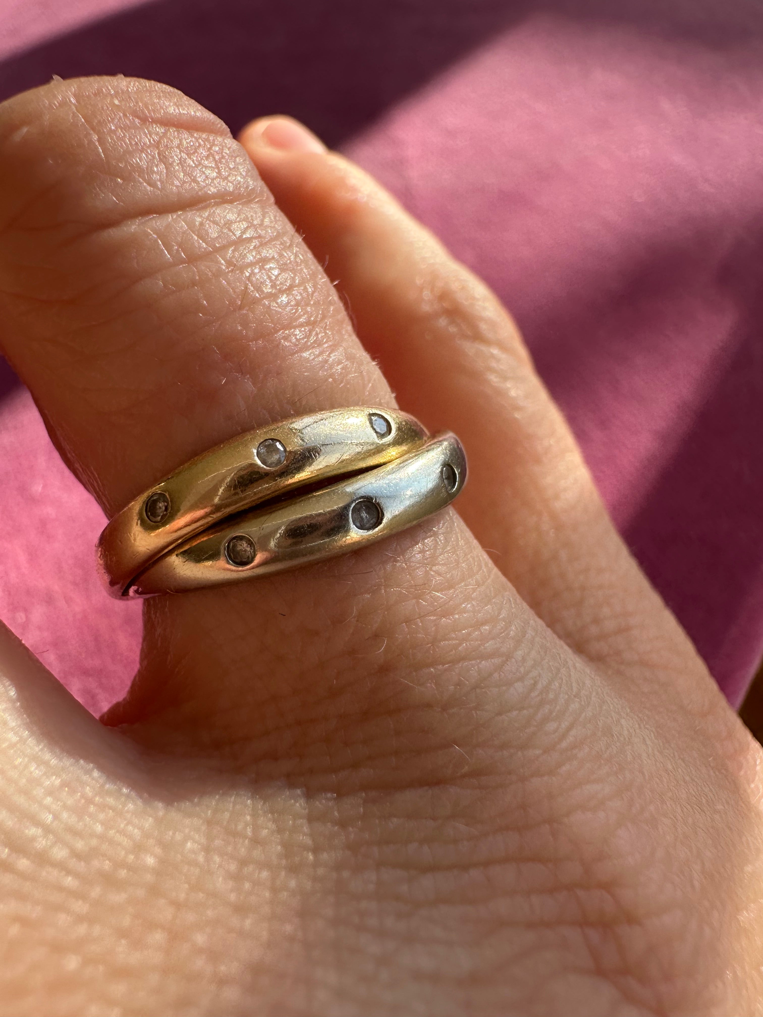 two tone sprinkle diamond band
