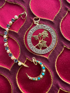 antique sapphire + pearl crescent // pin conversion
