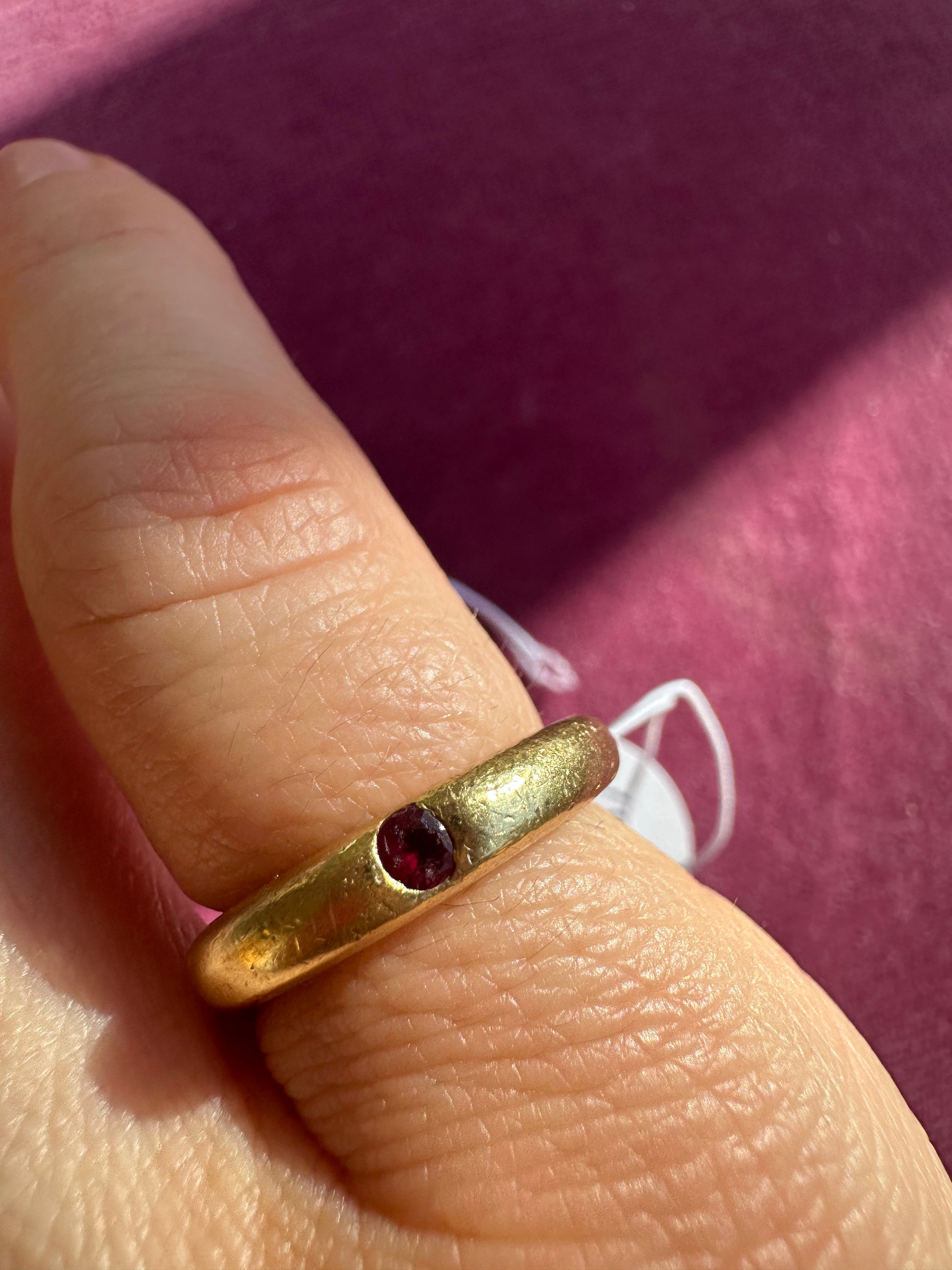 18k gold donut band with ruby