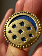 breathtaking me & ro lapis and 18k gold star moon ring