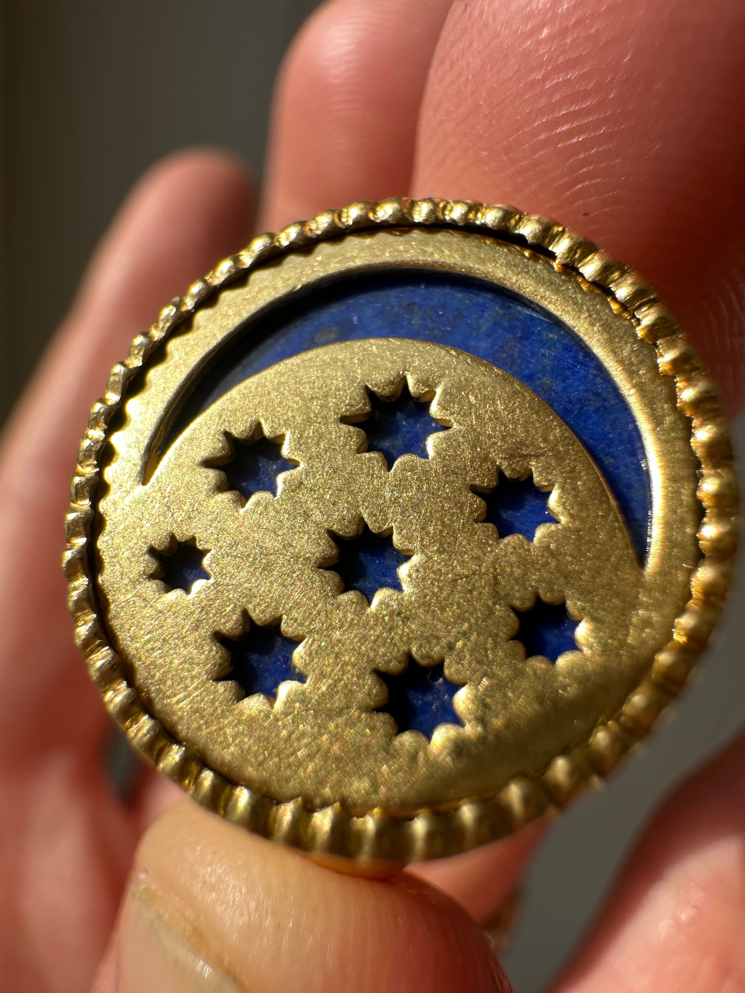 breathtaking me & ro lapis and 18k gold star moon ring