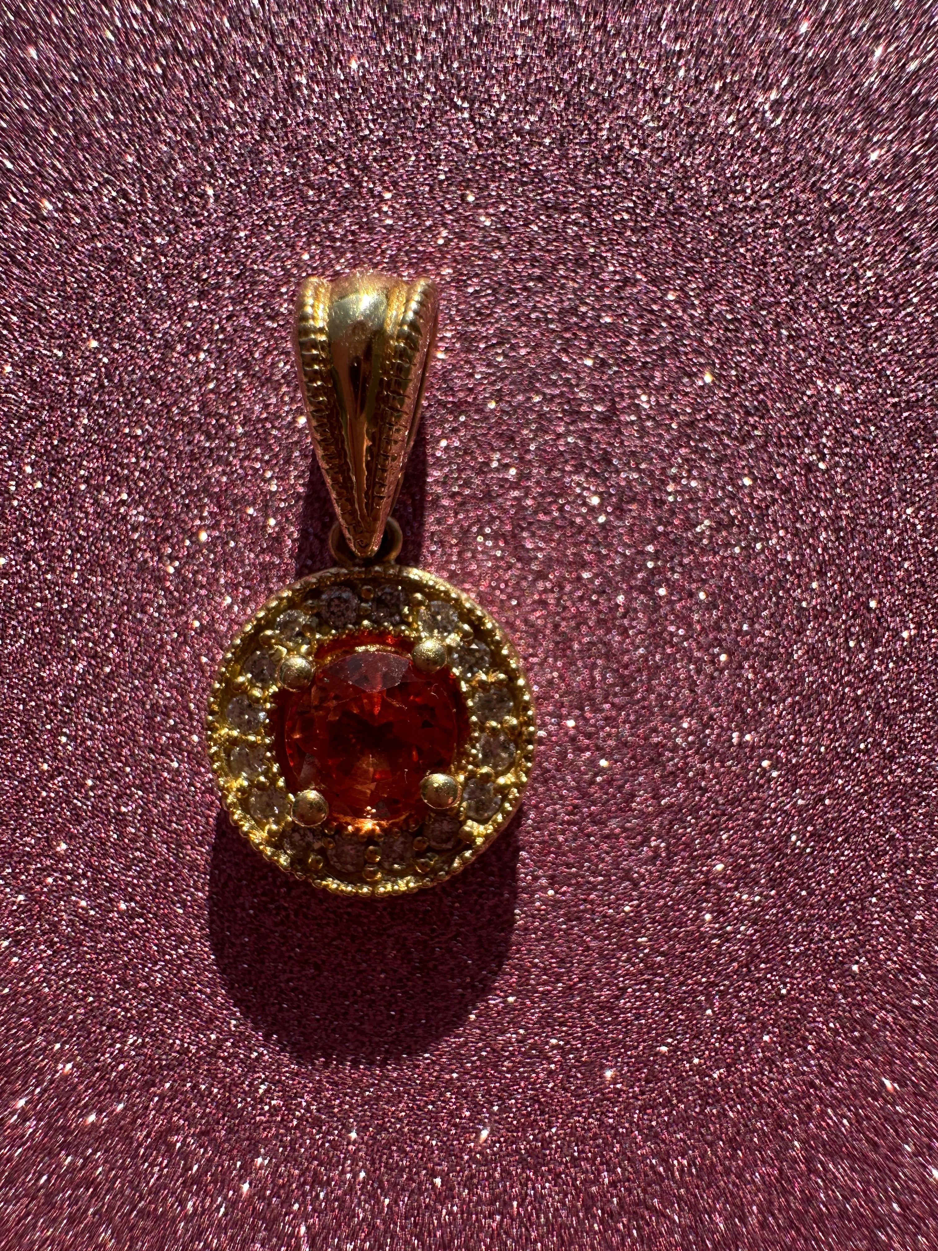 citrine and diamond pendant