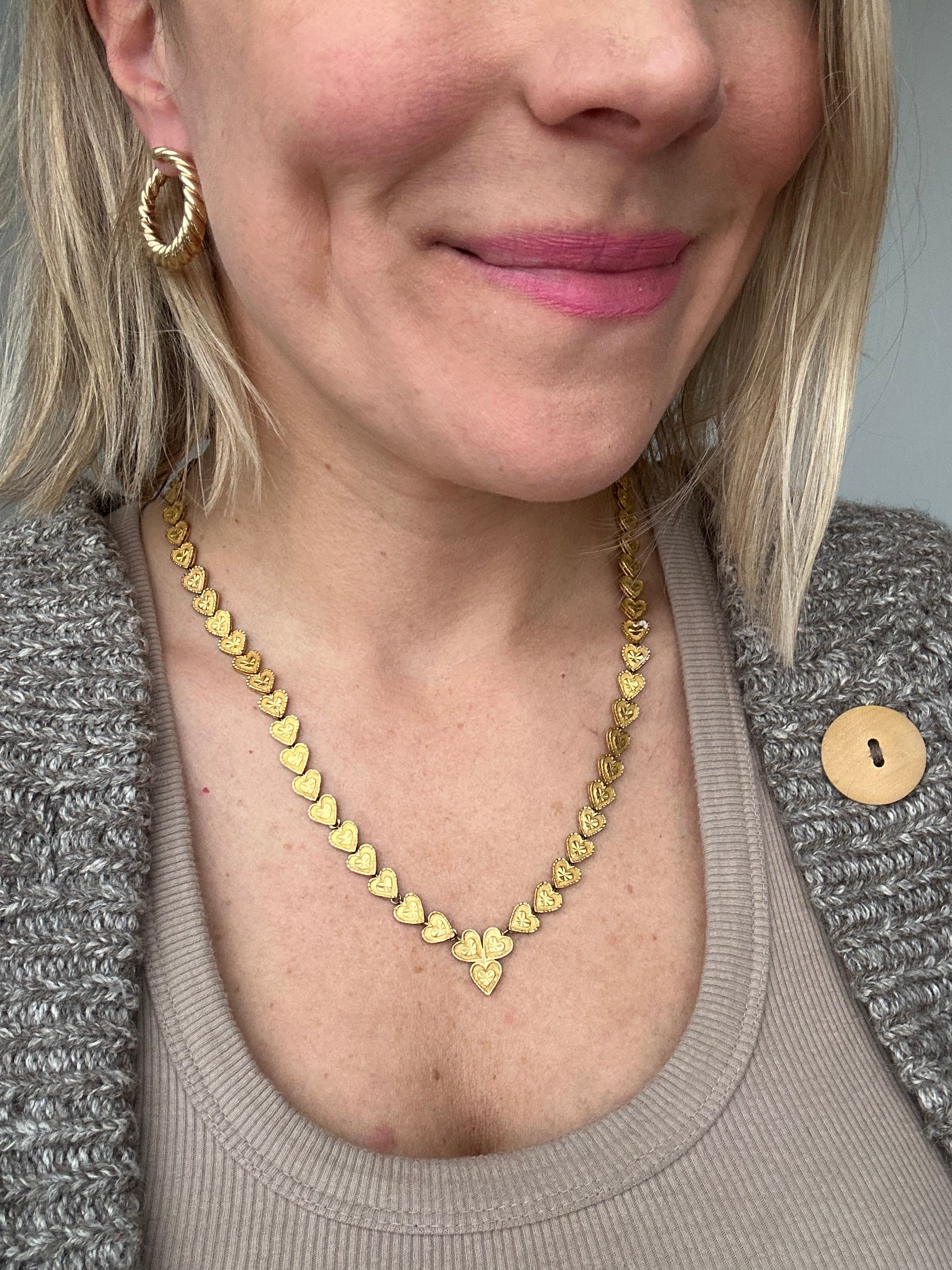 21k gold hearts necklace