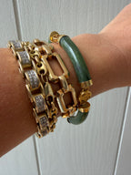 Vintage green jade and 14k gold bracelet