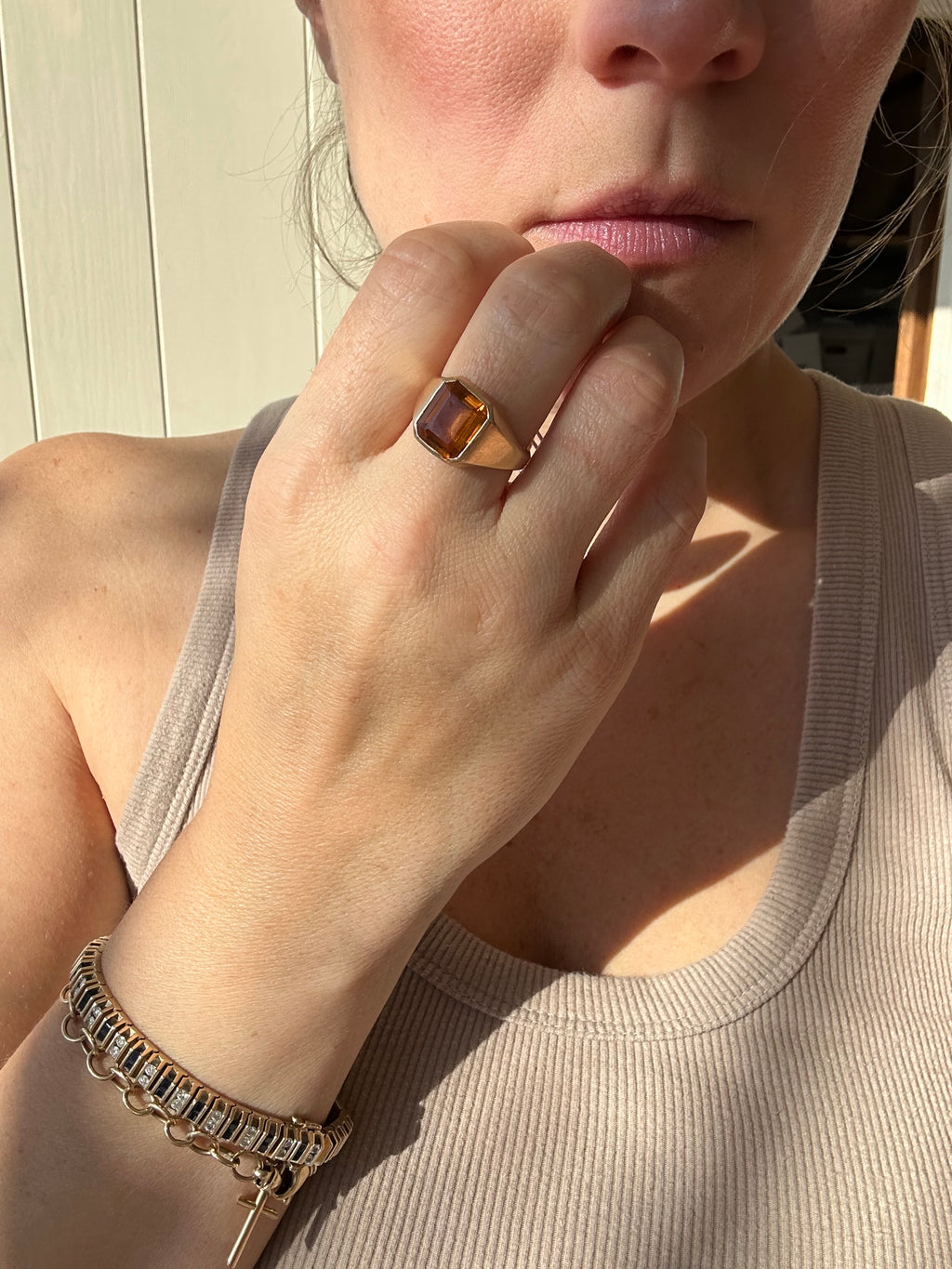 signet style citrine ring