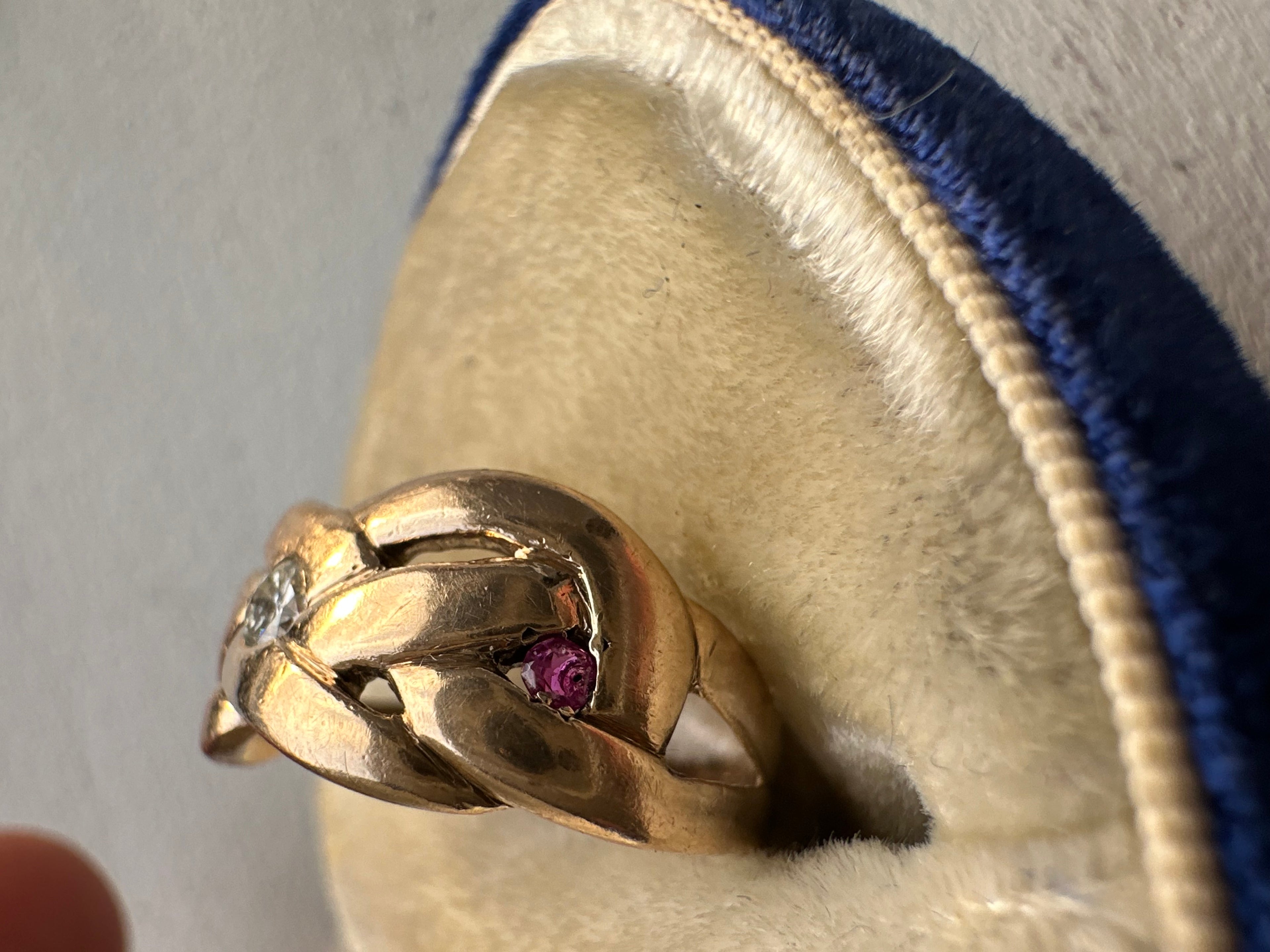 love knot with diamond and rubies