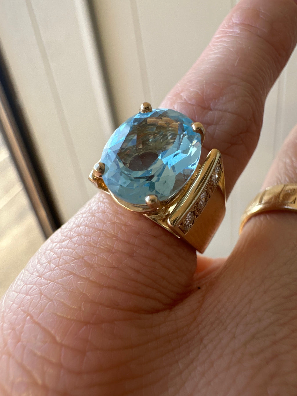 showstopper blue topaz and diamond ring