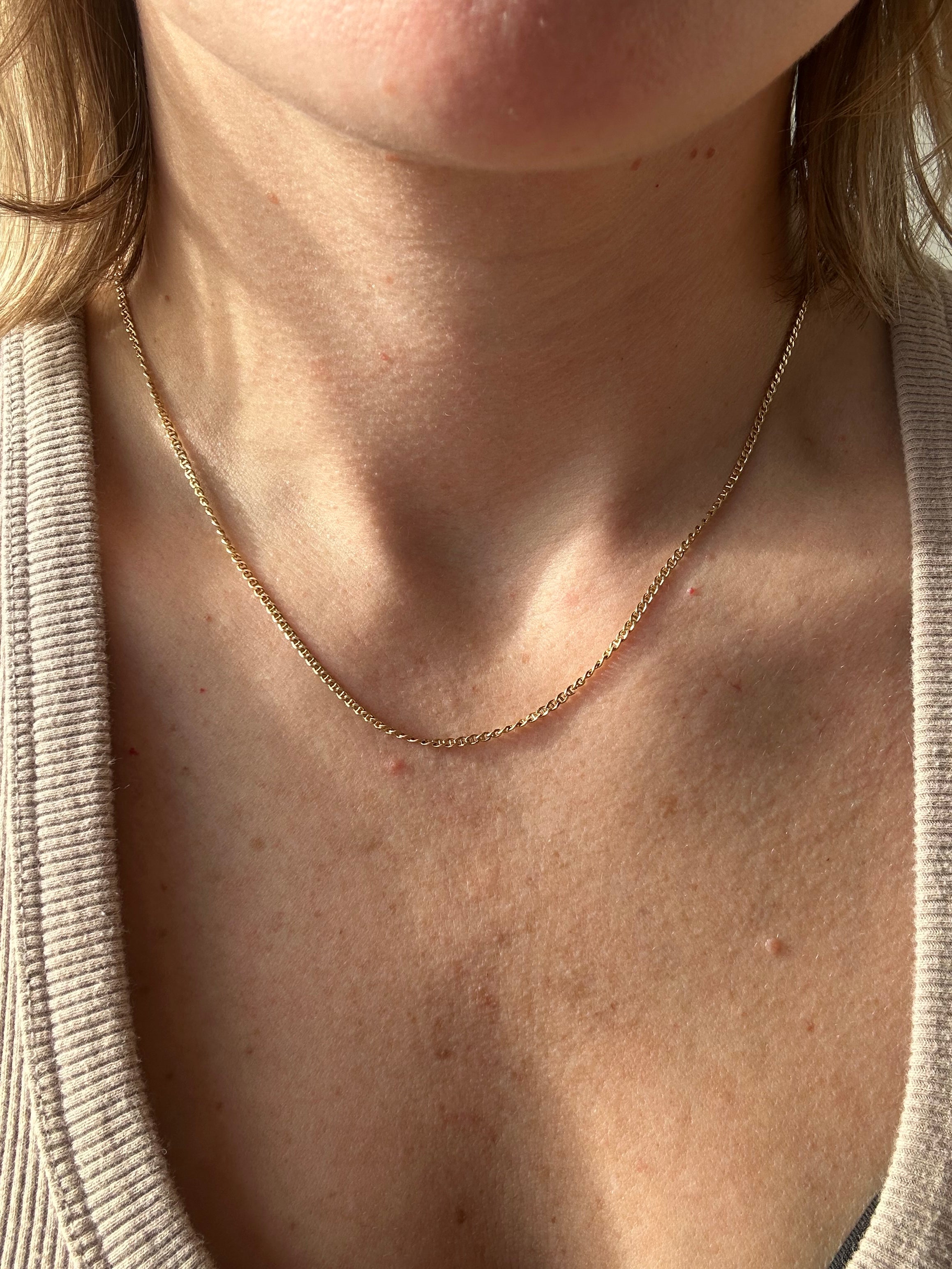18k gold mini anchor link chain