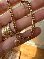 vintage/antique curb bracelet with star set single cut diamond heart