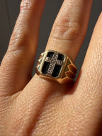 onyx and diamond cross ring