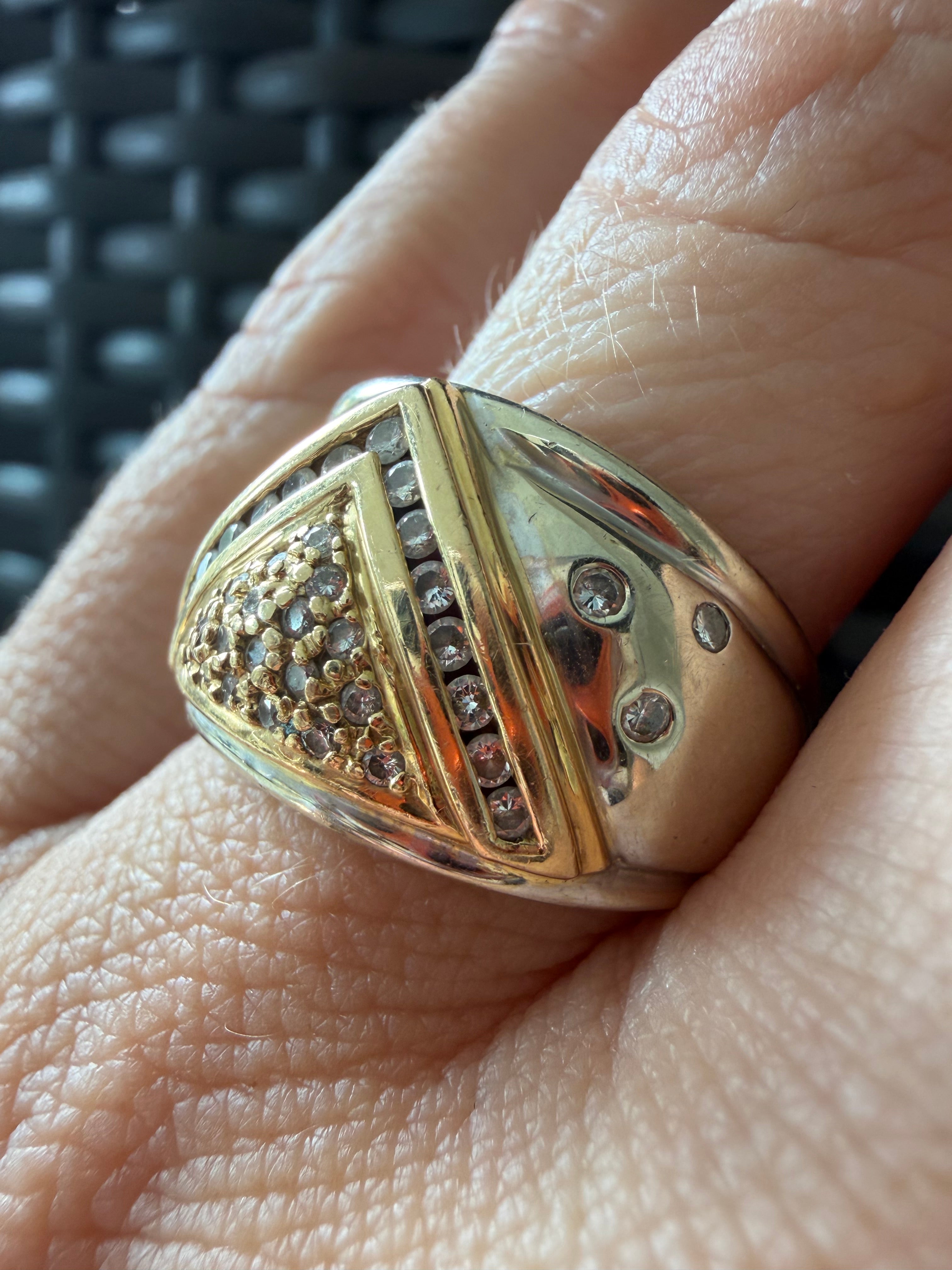 18k two tone diamond statement ring