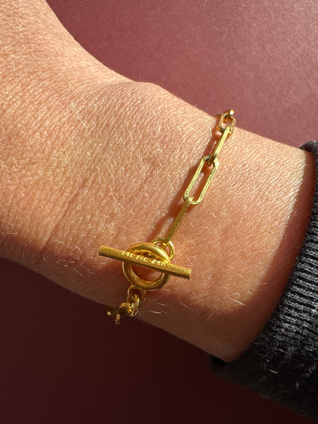 24k pure solid paperclip bracelet