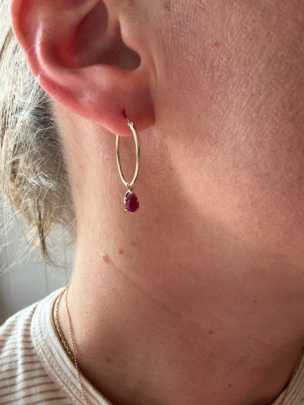 classic hoop with ruby hoop charms