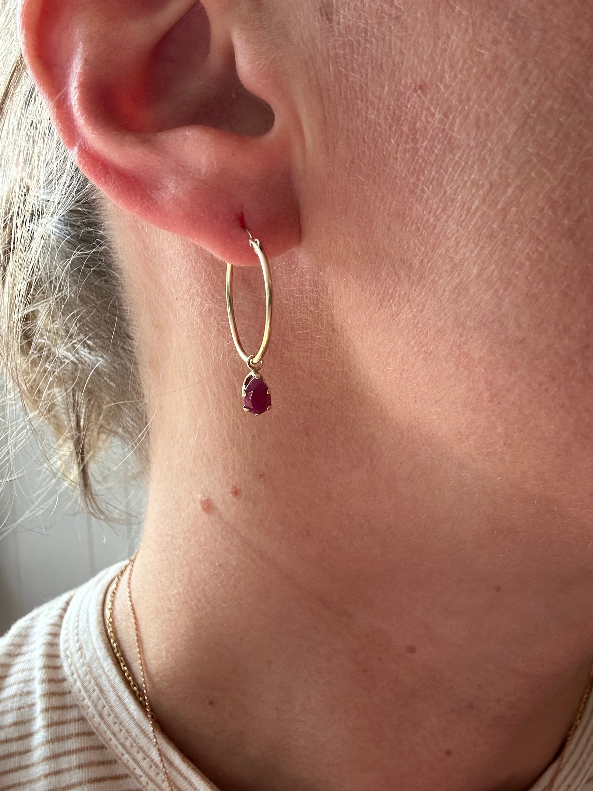 classic hoop with ruby hoop charms