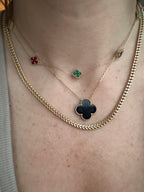 onyx clover on 18k chain