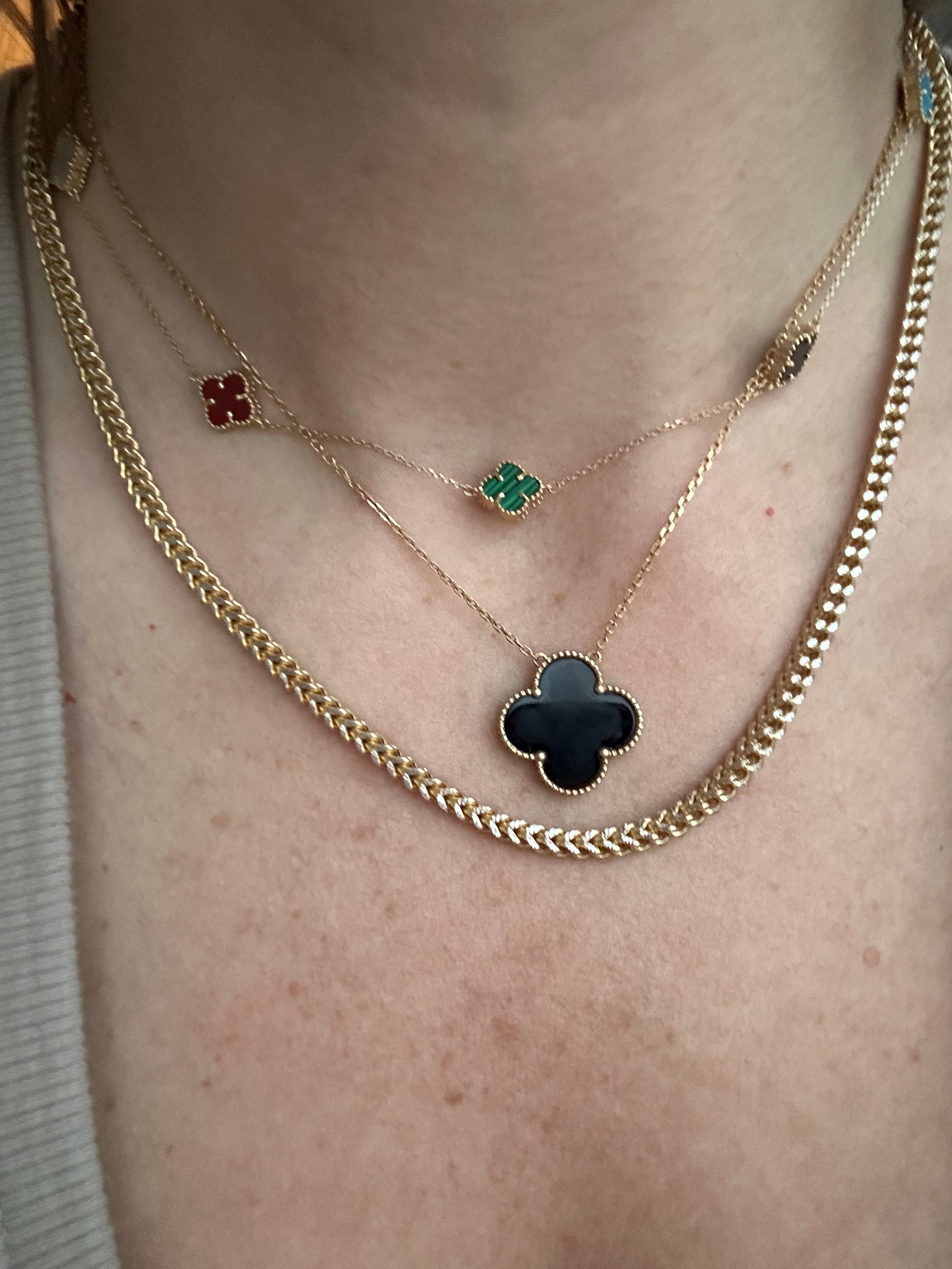 onyx clover on 18k chain