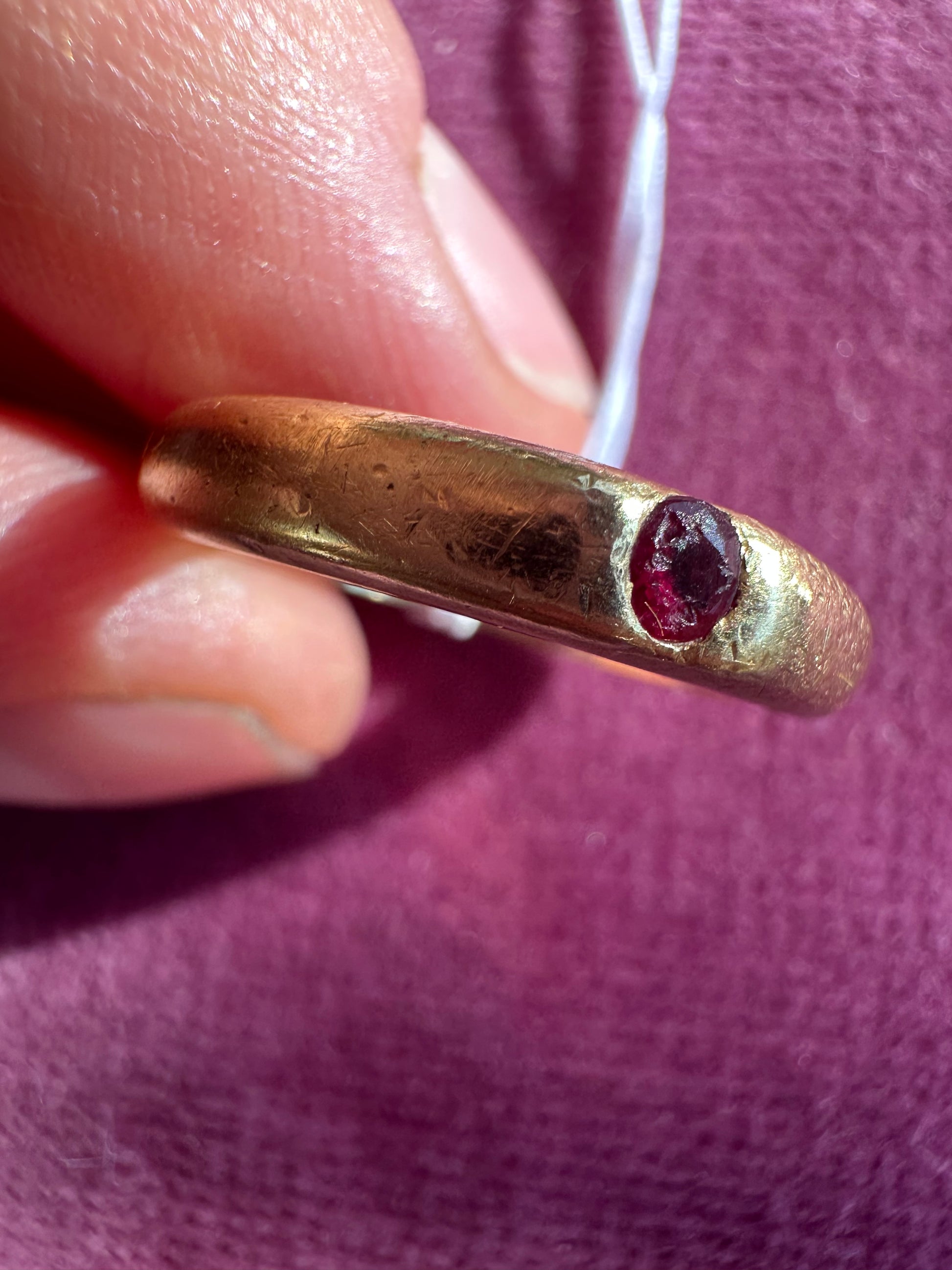 18k gold donut band with ruby