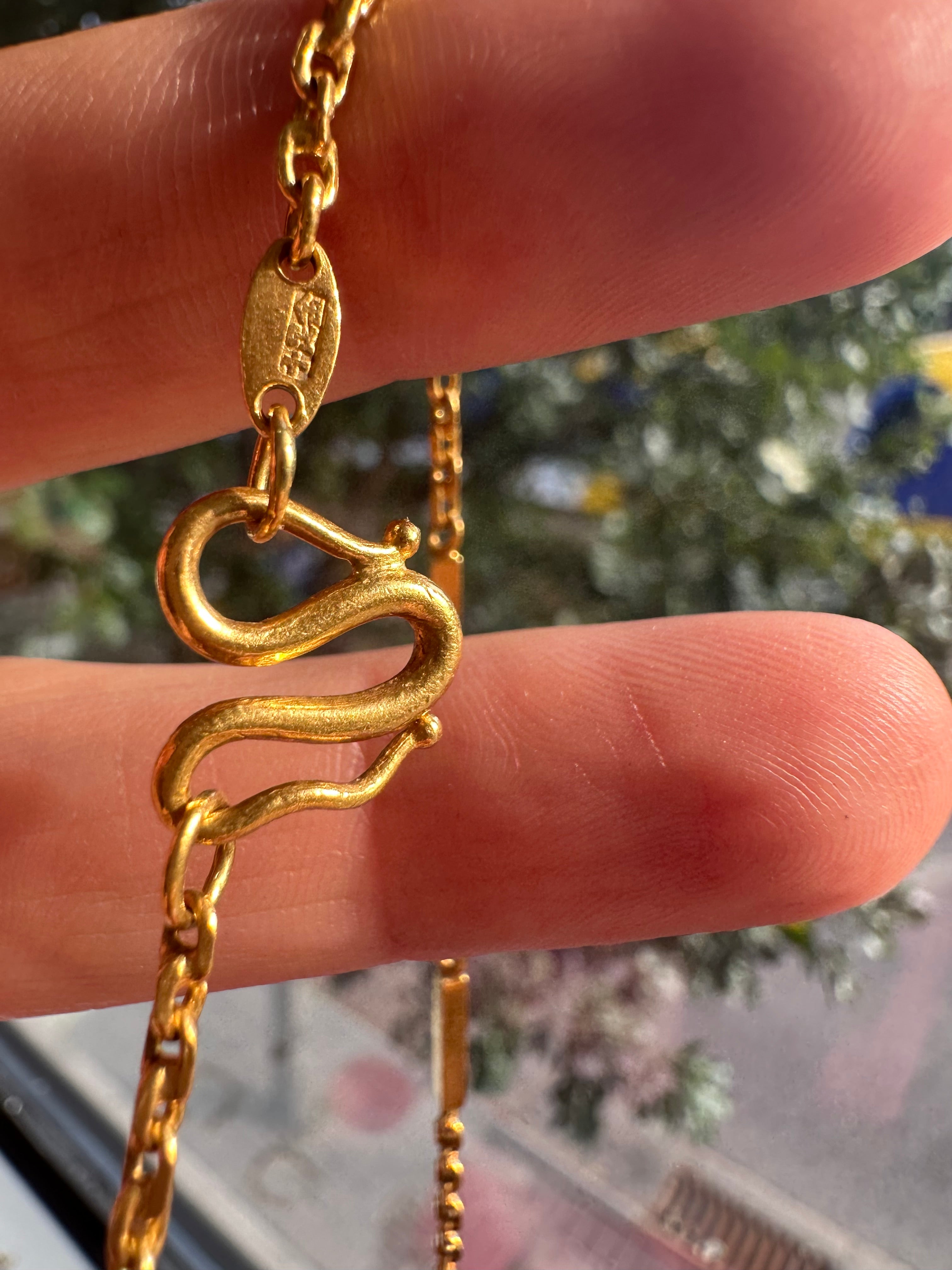 24 karat bar and biker link chain