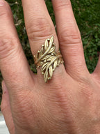Leaf wrap style navette ring