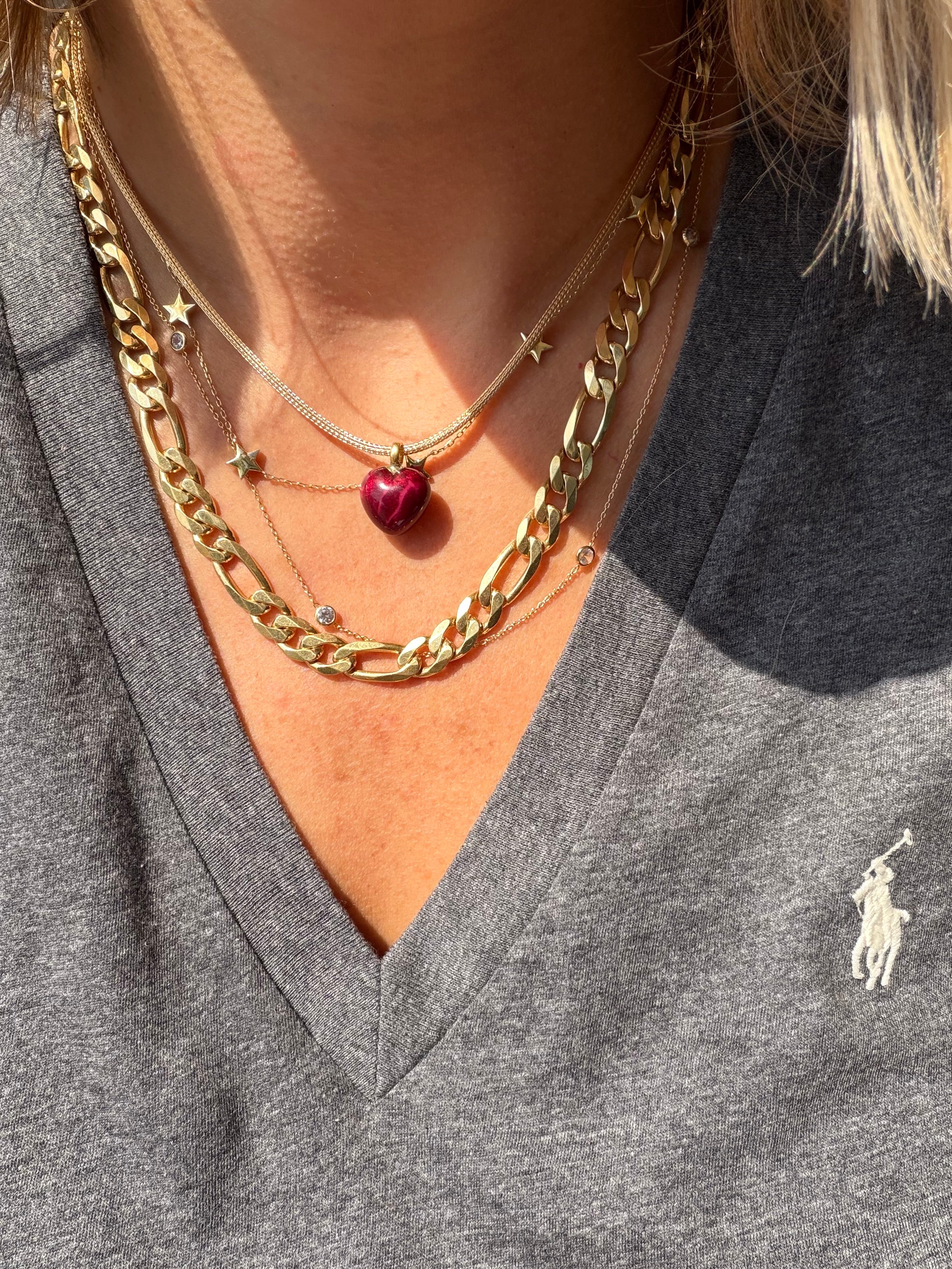 enamel hearts with 18k gold bail