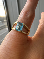 emerald cut blue topaz ring