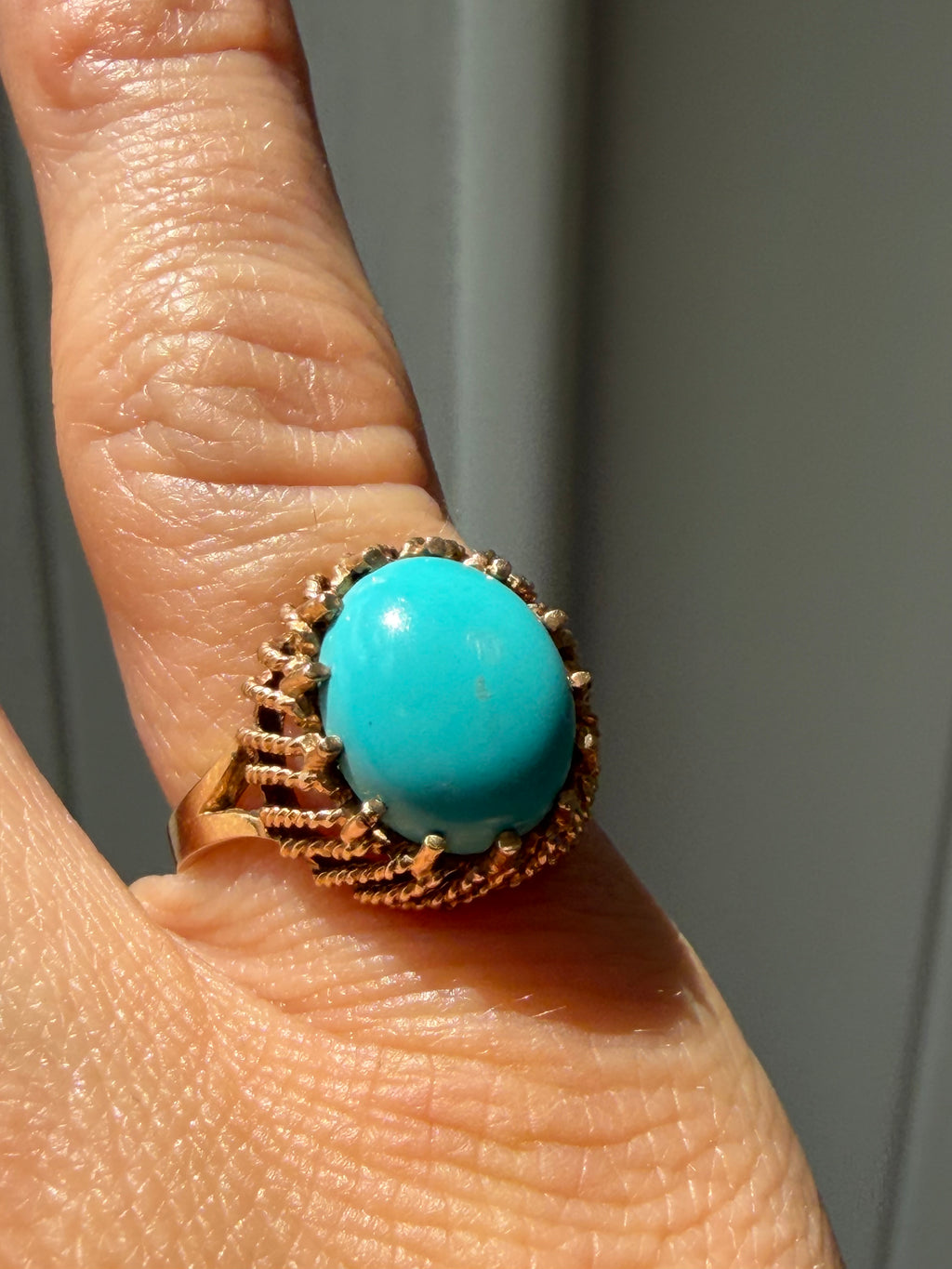 robins egg blue turquoise in ropy textured basket