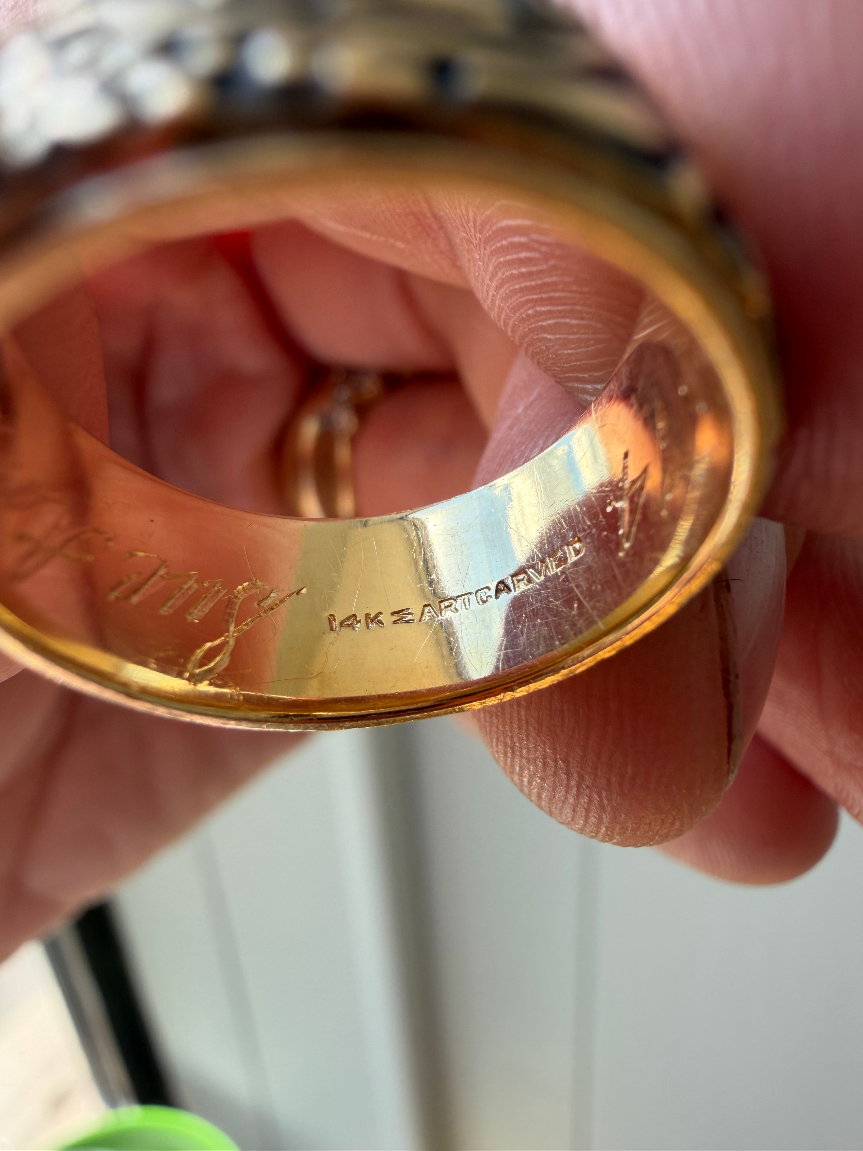 hand engraved black rhodium and 14k gold cigar band