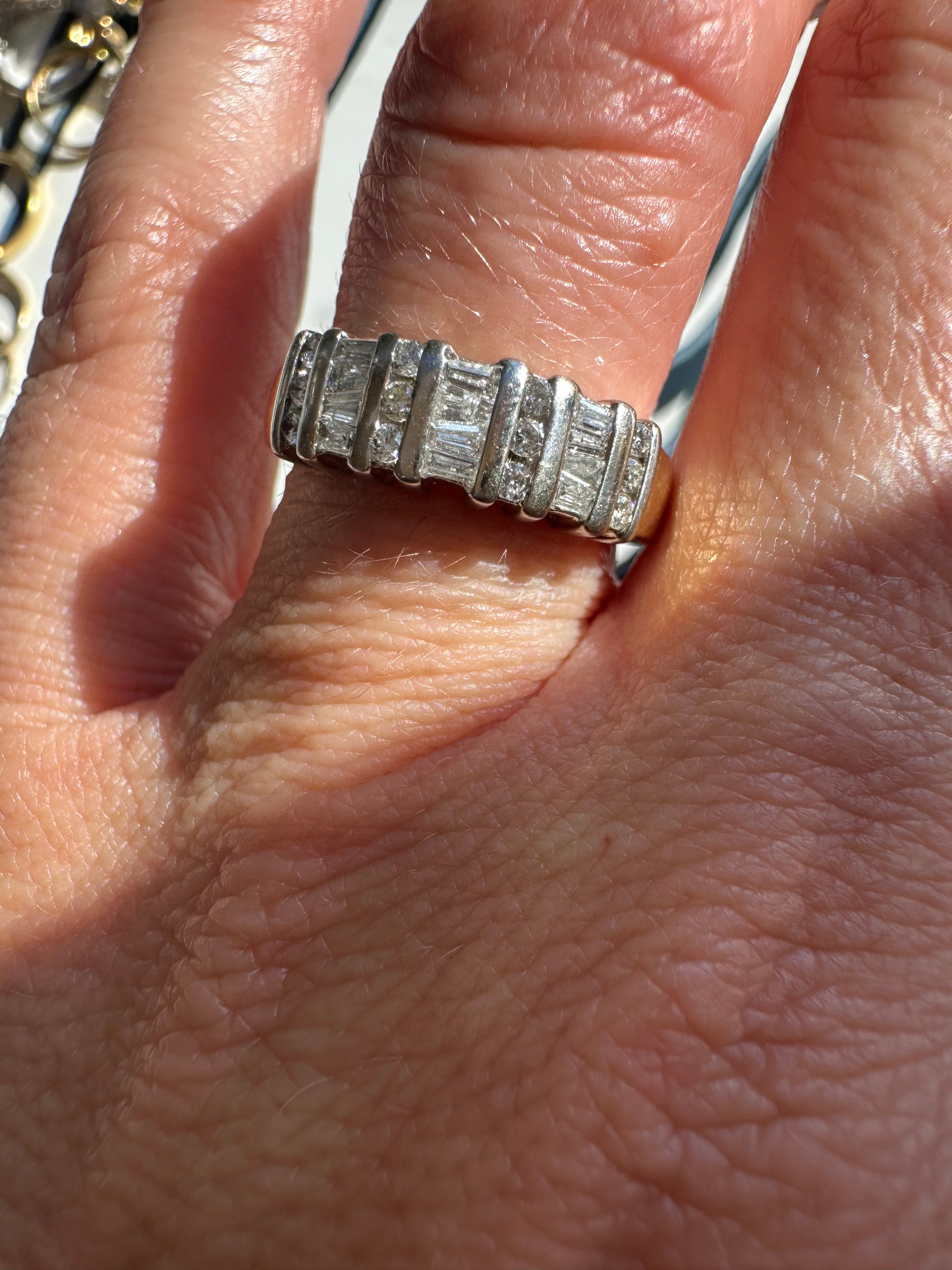 baguette and round diamond ring