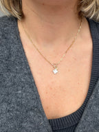 diamond and mother of pearl clover necklace