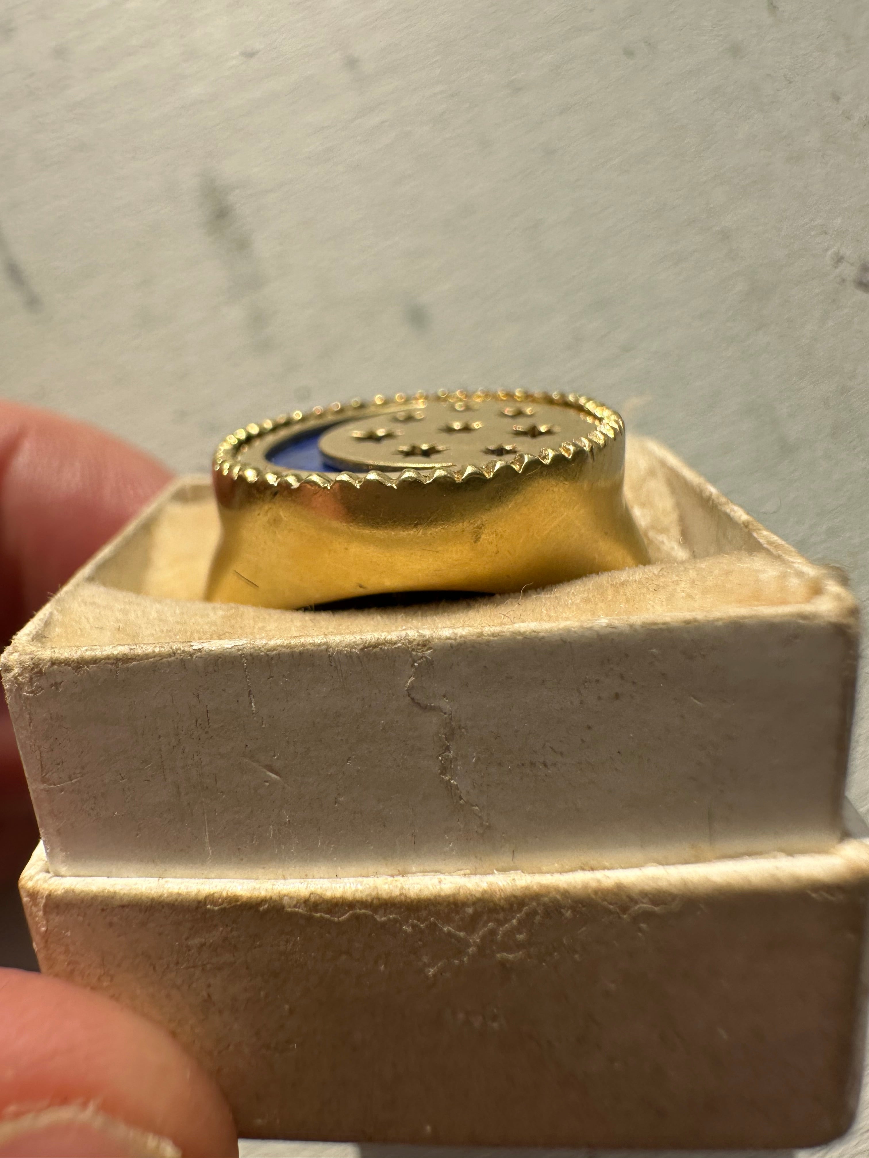 breathtaking me & ro lapis and 18k gold star moon ring