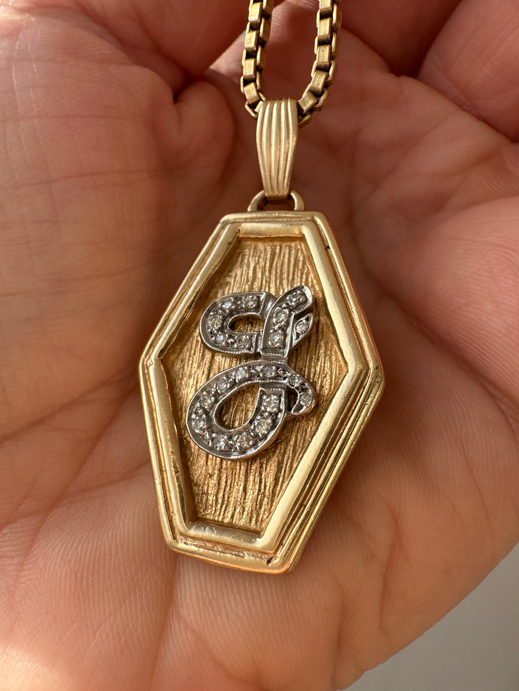 diamond J pendant