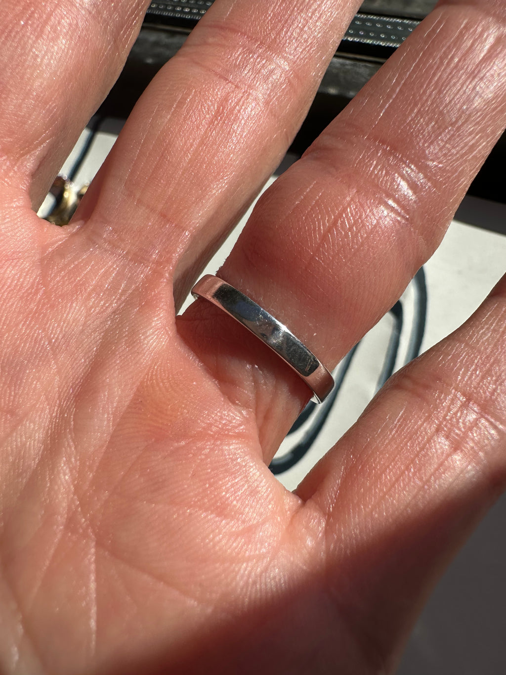 squared off white gold princess cut diamond band