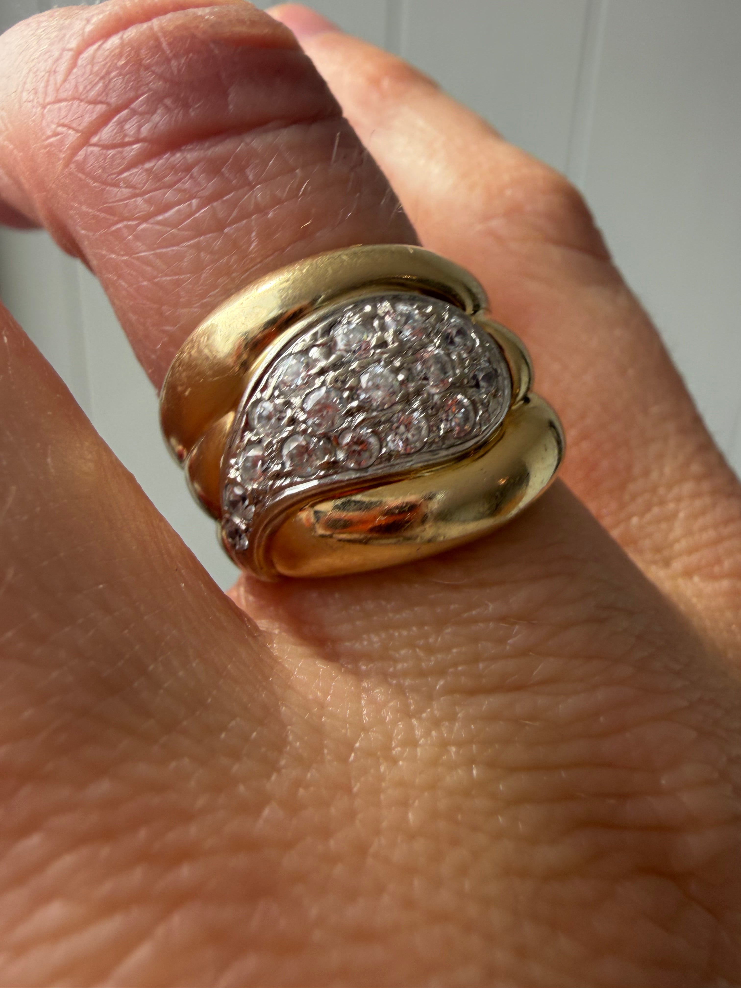 chunky 10k gold and CZ statement ring