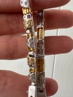 two tone triangle link with glass stones bracelet