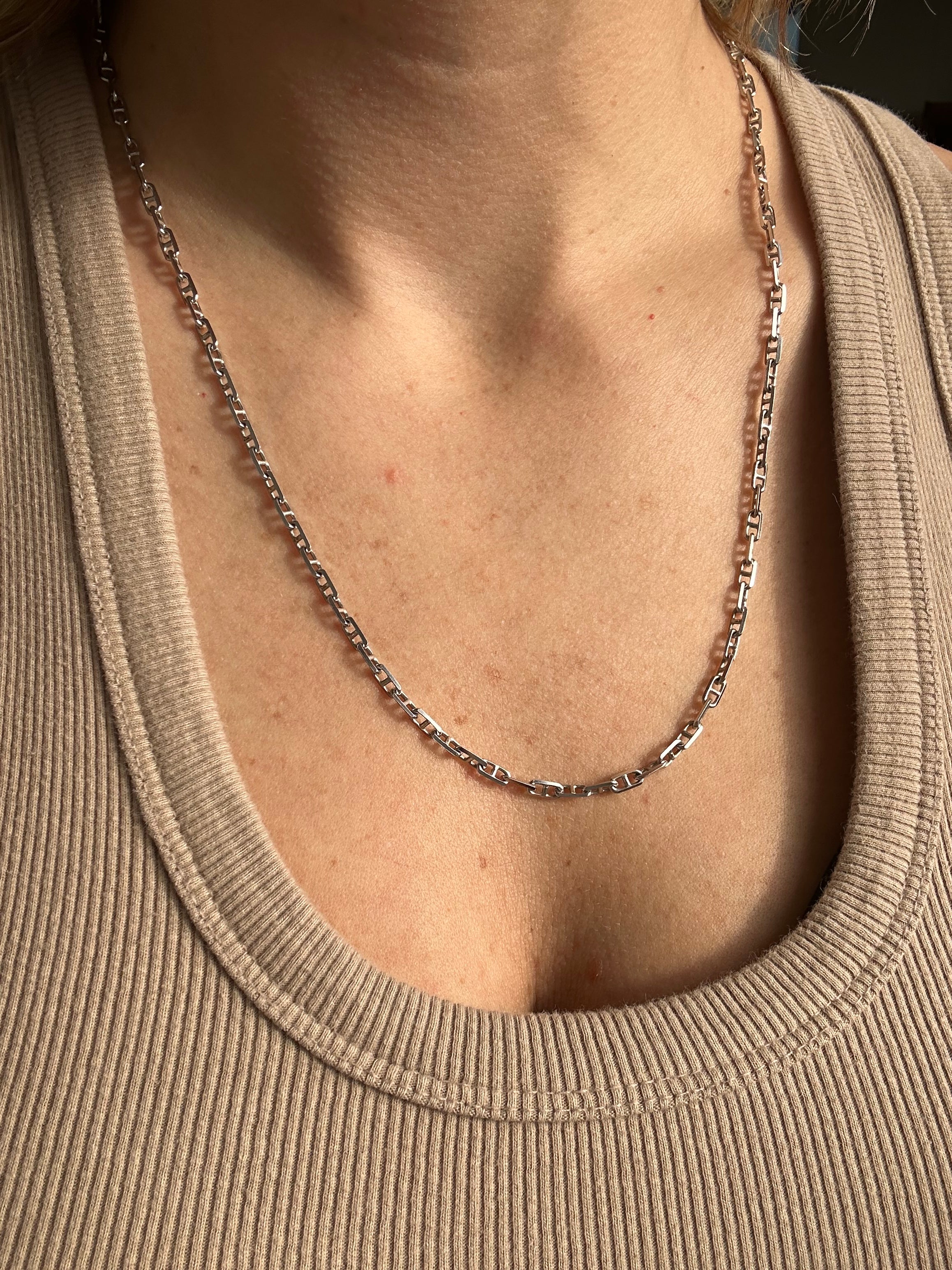 18k white gold 23.75” anchor chain
