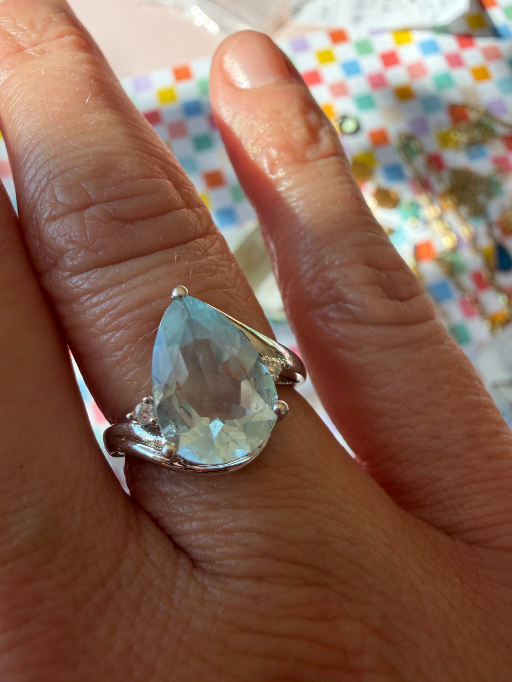 3.5carat pear aquamarine in white gold