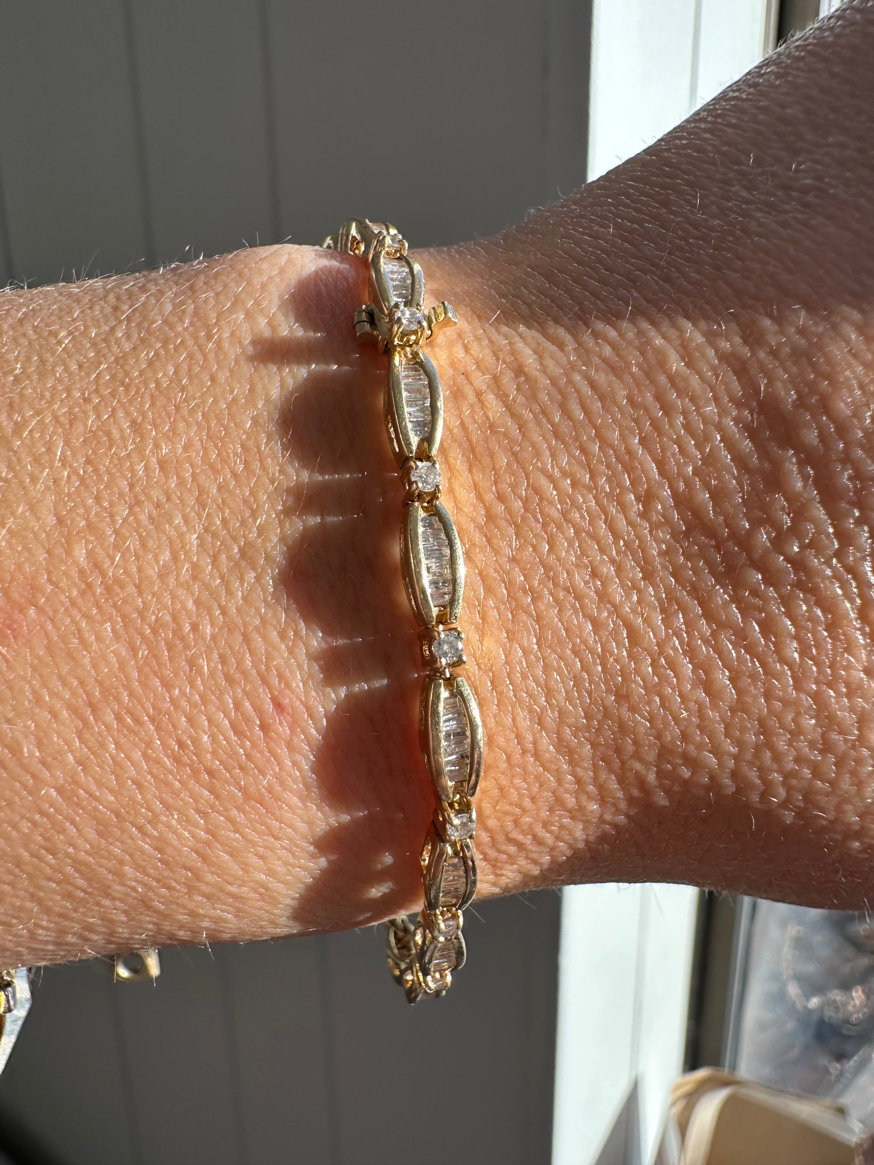 baguette and round diamond tennis bracelet