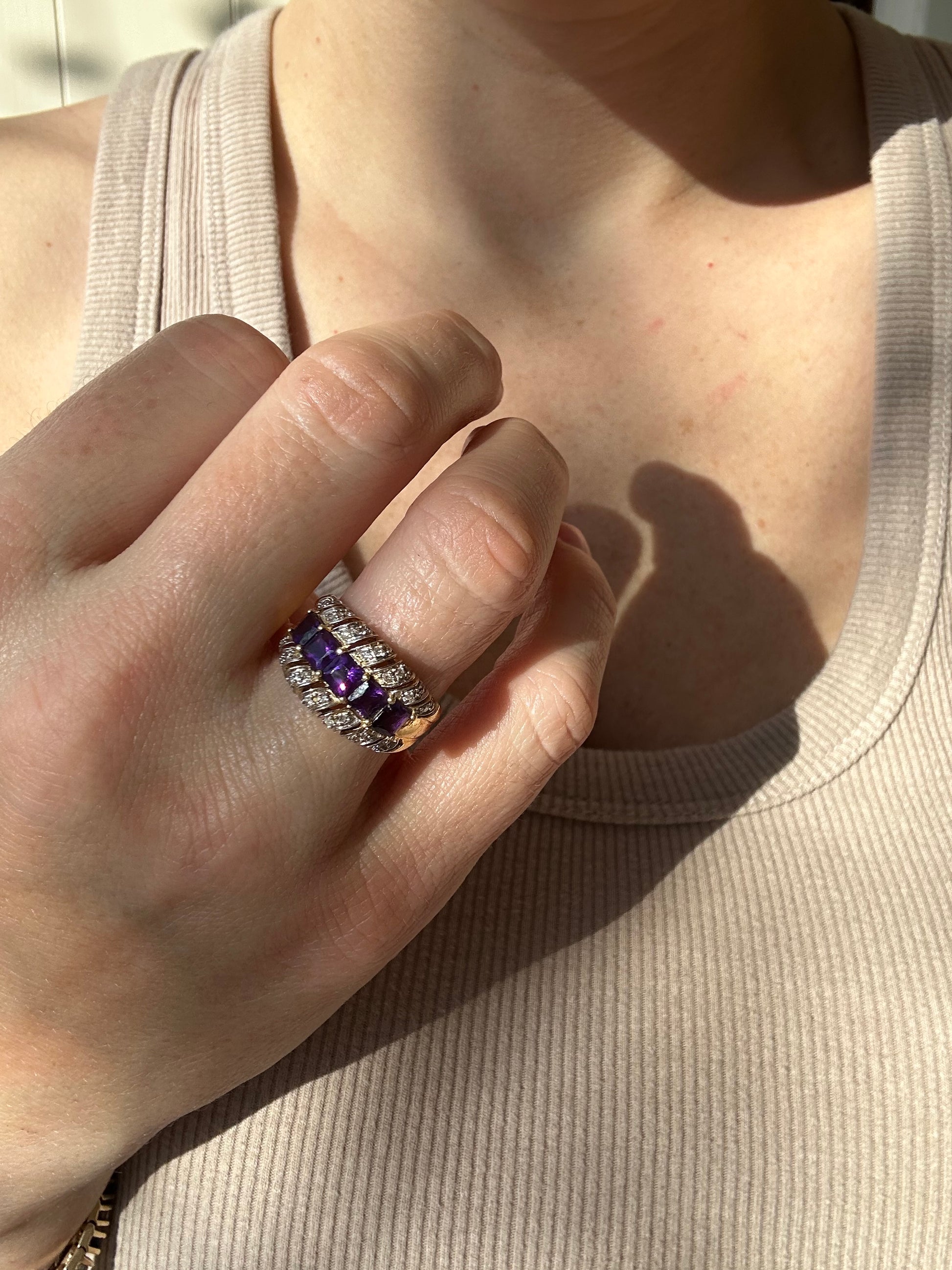 amethyst and diamond cocktail ring