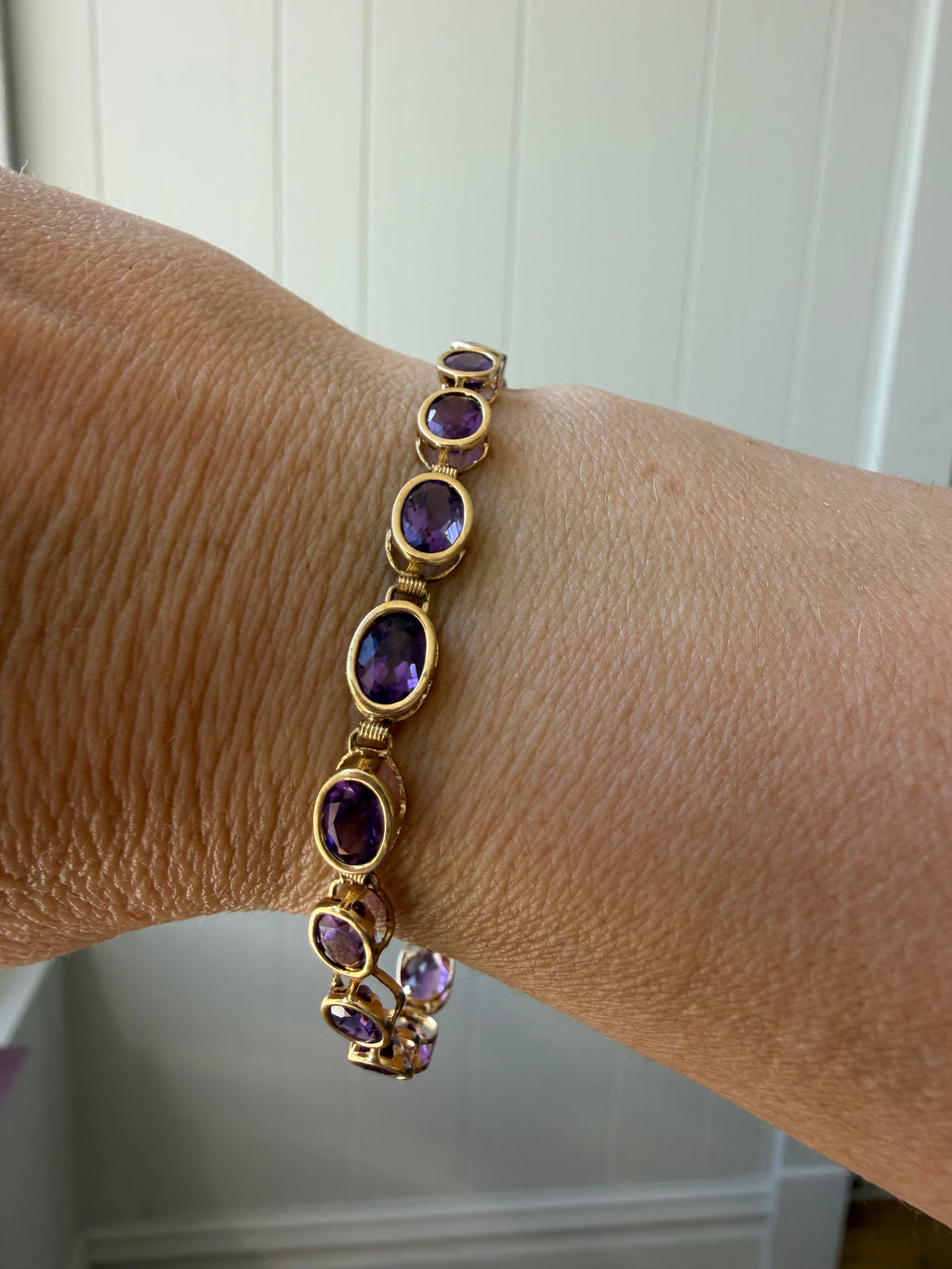 bezel set amethyst bracelet
