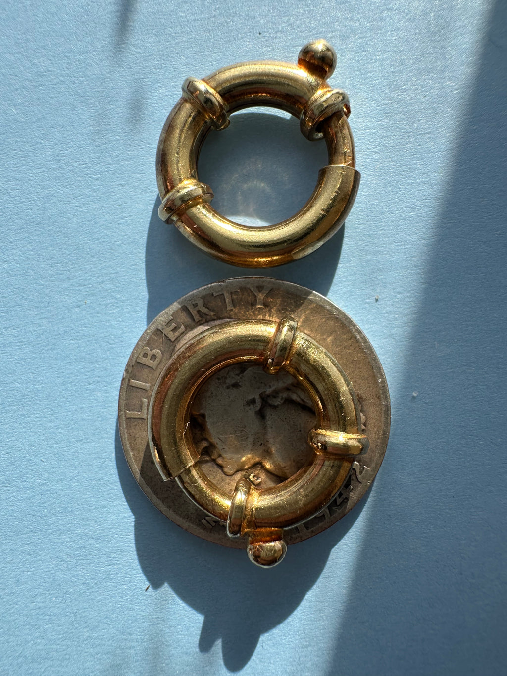 solid 18k gold bolt clasps