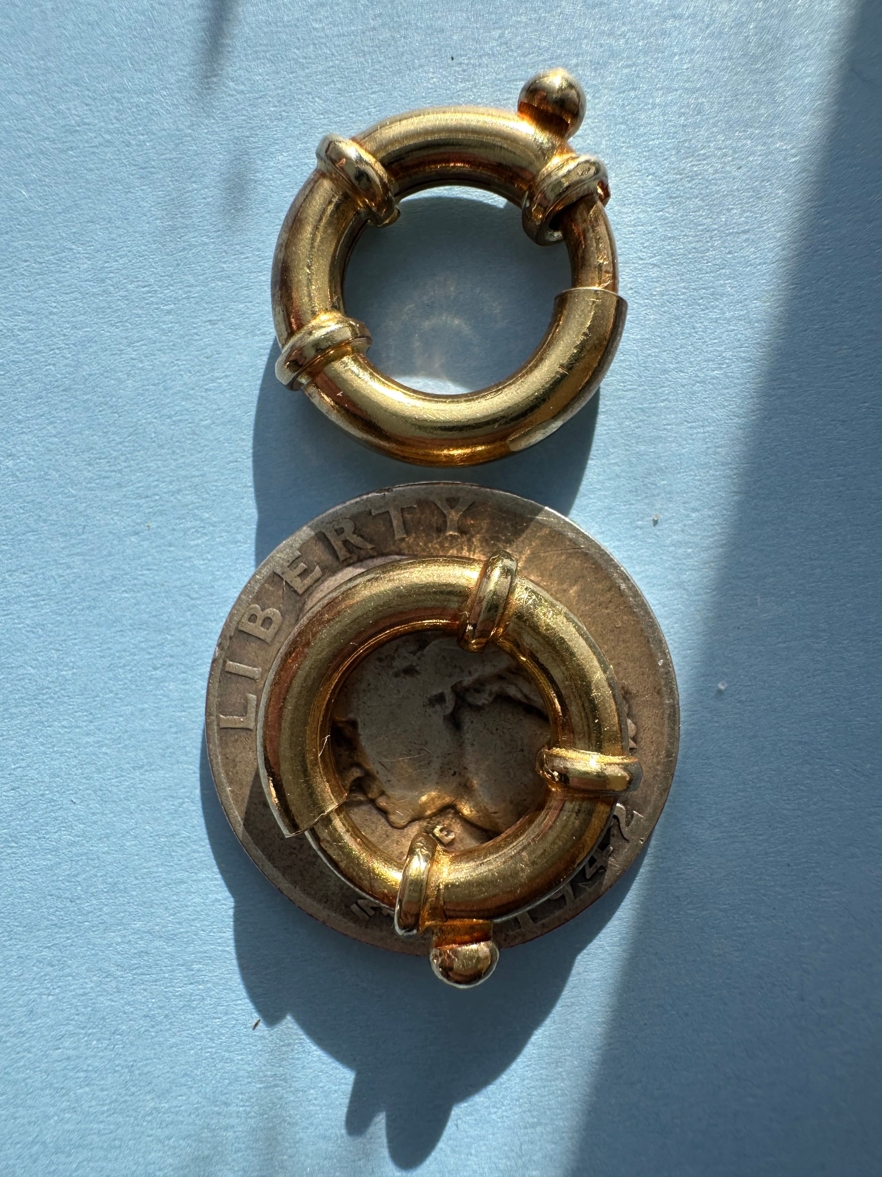 solid 18k gold bolt clasps