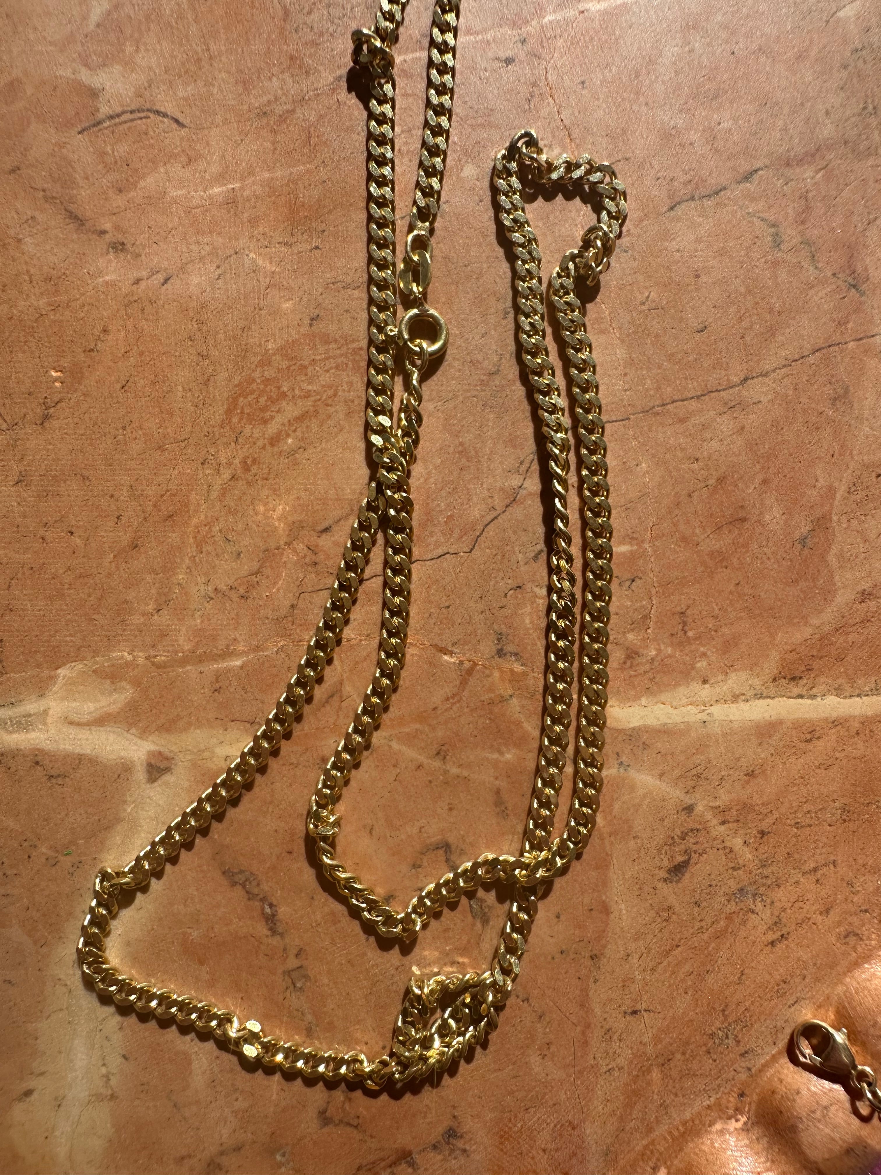 18k gold solid curb chain