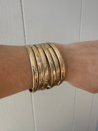 leaf etched 10k gold bangles