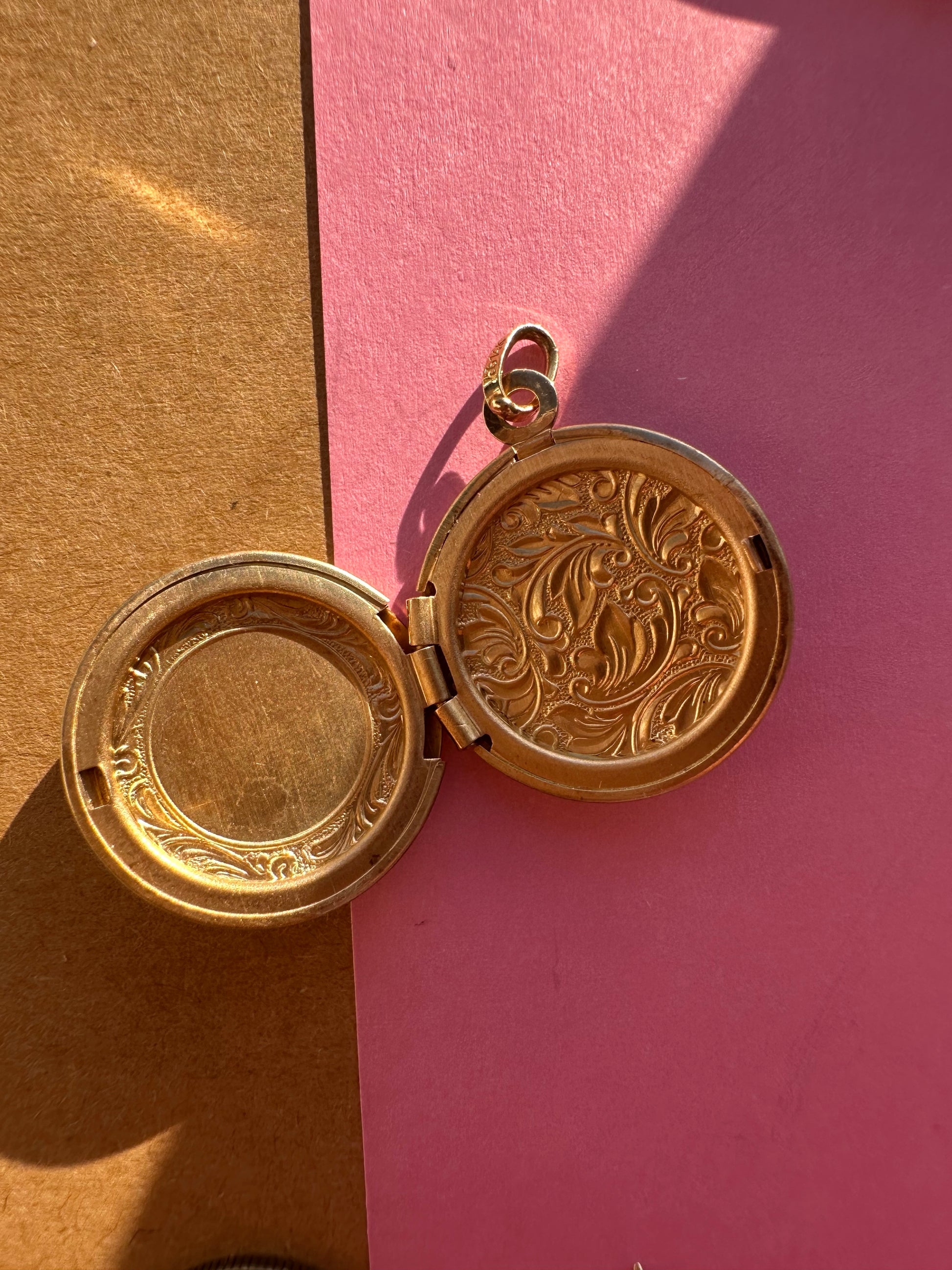 antique floral round locket