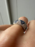 white gold diamond and sapphire dome ring