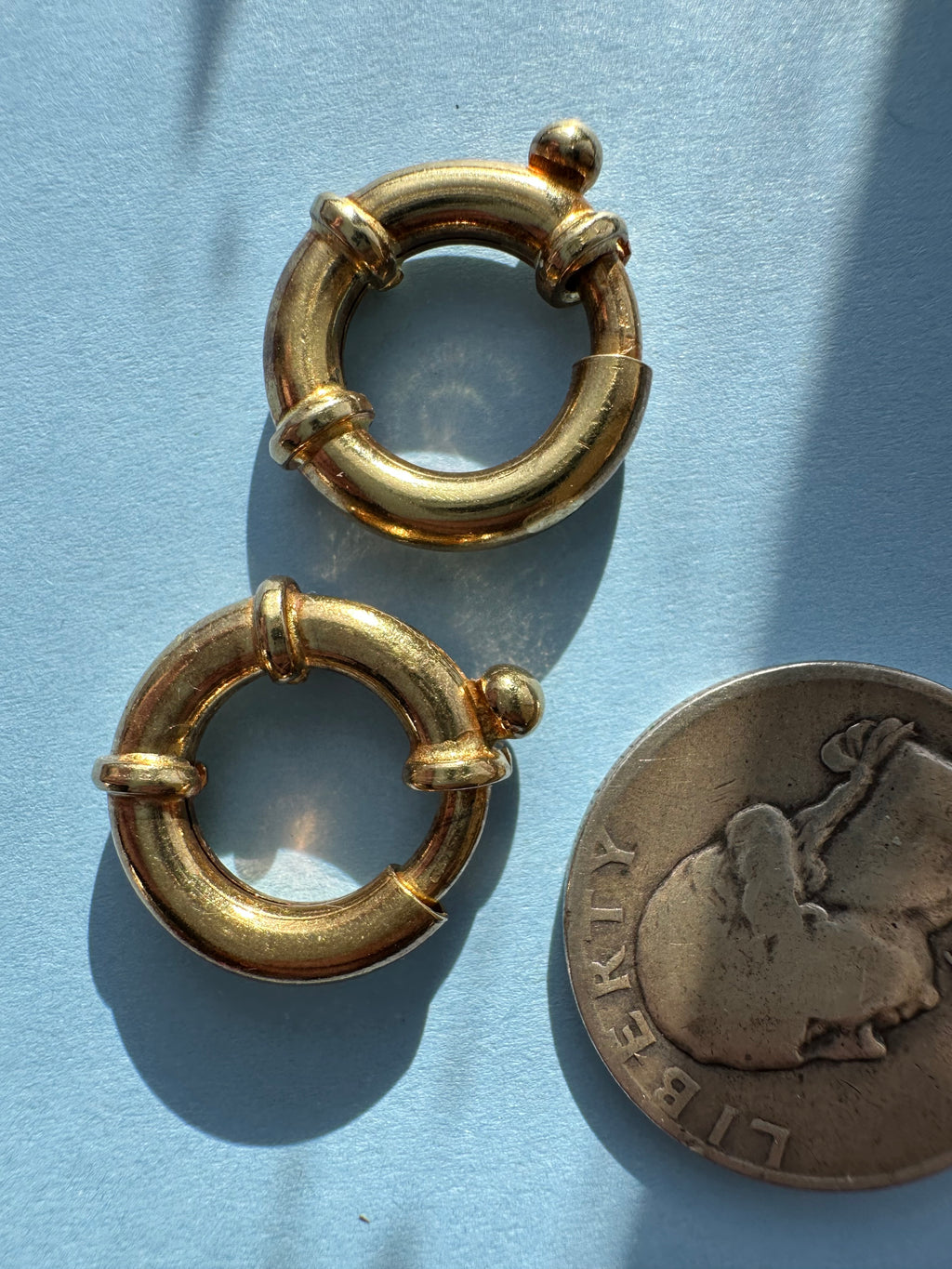solid 18k gold bolt clasps