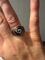 black onyx gold spiral ring