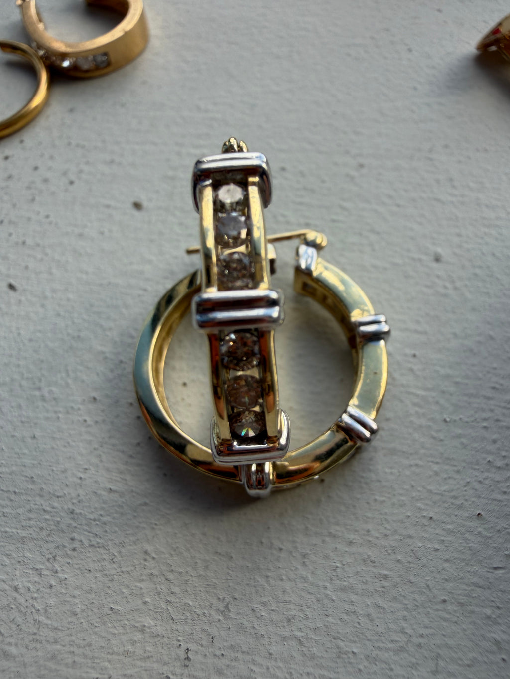 diamond two tone hoops